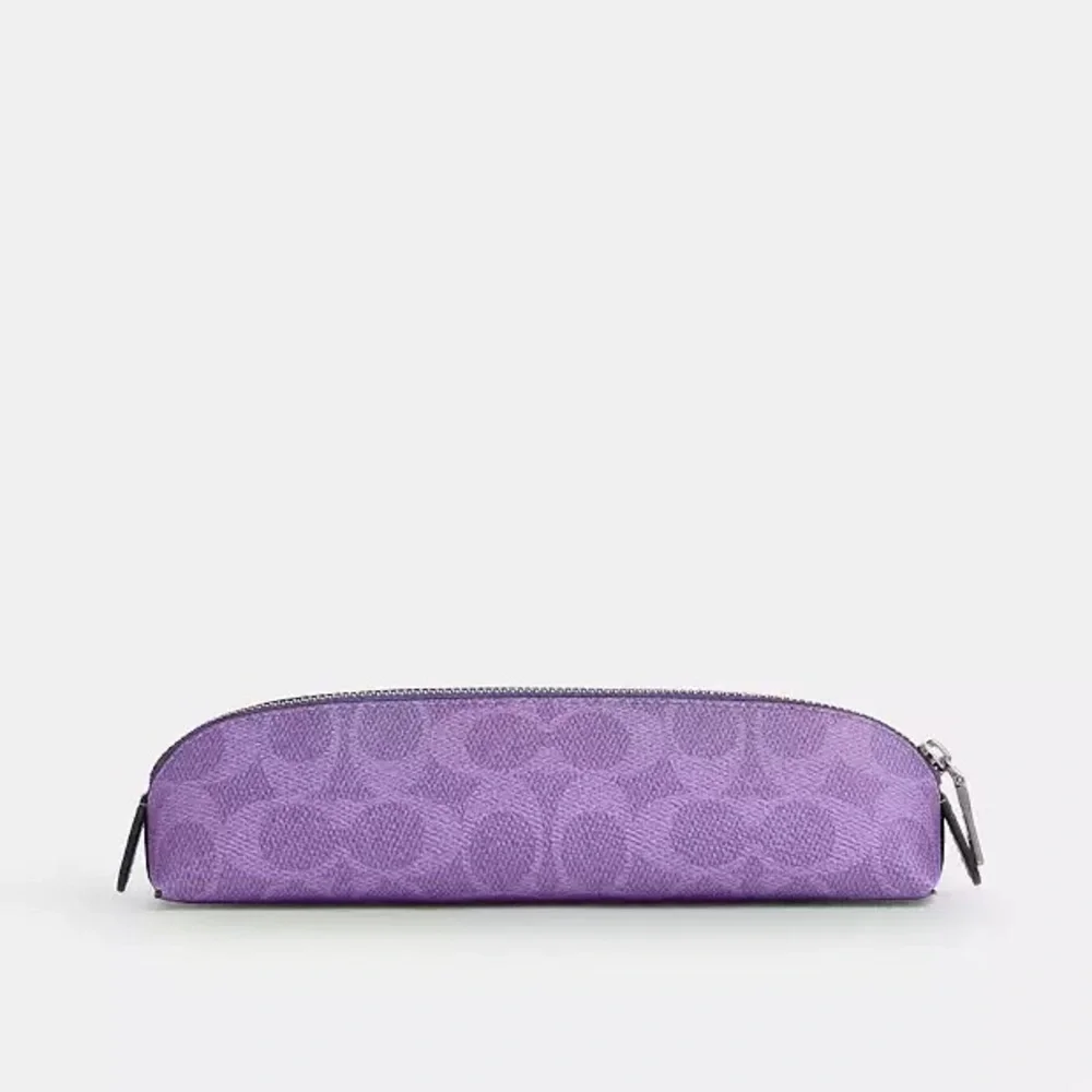 PENCIL CASE IN SIGNATURE CANVAS (COACH CZ206) SILVER/IRIS
